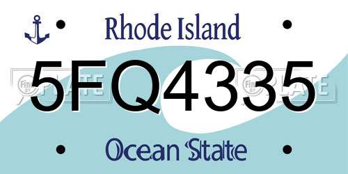 5FQ4335 Rhode Island License Plate