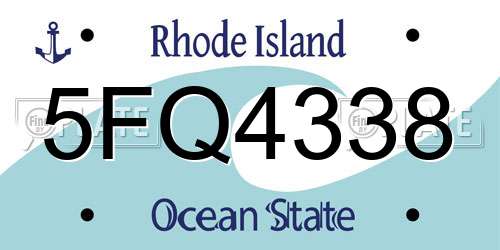 5FQ4338 Rhode Island License Plate