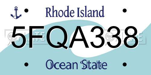 5FQA338 Rhode Island License Plate
