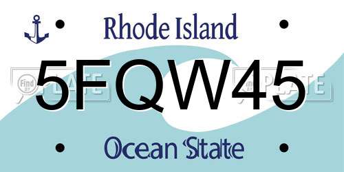 5FQW45 Rhode Island License Plate