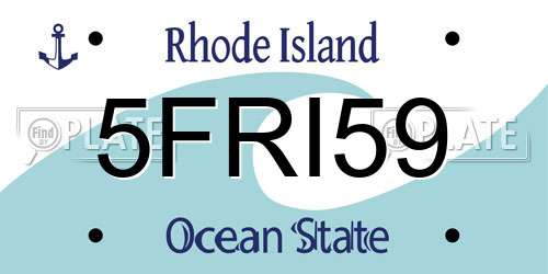 5FRI59 Rhode Island License Plate