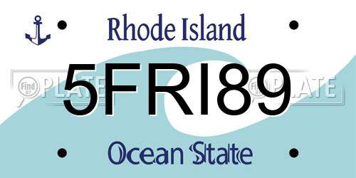 5FRI89 Rhode Island License Plate