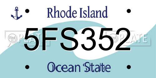 5FS352 Rhode Island License Plate