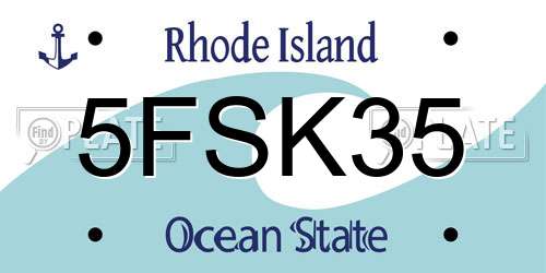 5FSK35 Rhode Island License Plate