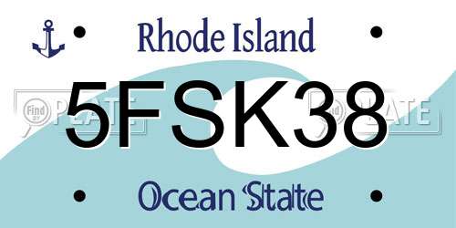 5FSK38 Rhode Island License Plate