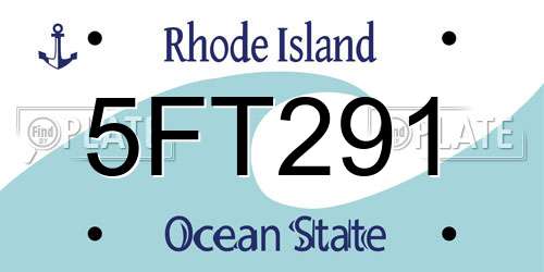 5FT291 Rhode Island License Plate