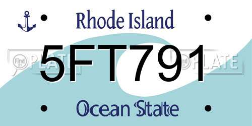 5FT791 Rhode Island License Plate