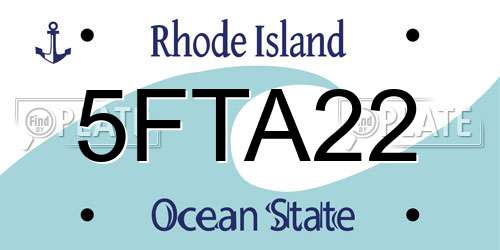5FTA22 Rhode Island License Plate