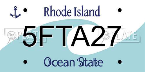 5FTA27 Rhode Island License Plate