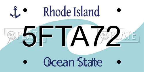 5FTA72 Rhode Island License Plate