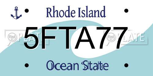 5FTA77 Rhode Island License Plate