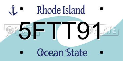 5FTT91 Rhode Island License Plate