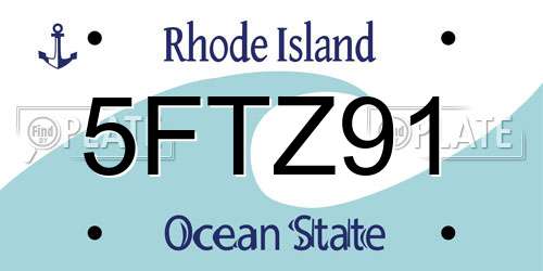 5FTZ91 Rhode Island License Plate