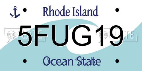5FUG19 Rhode Island License Plate