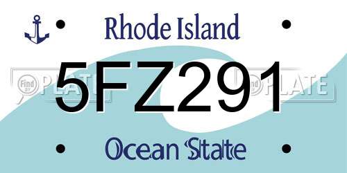 5FZ291 Rhode Island License Plate
