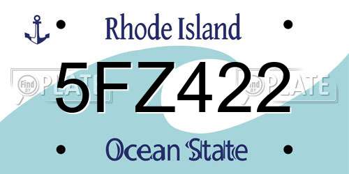 5FZ422 Rhode Island License Plate