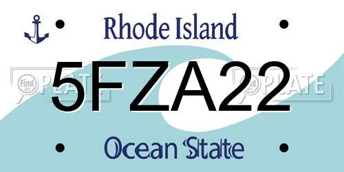5FZA22 Rhode Island License Plate