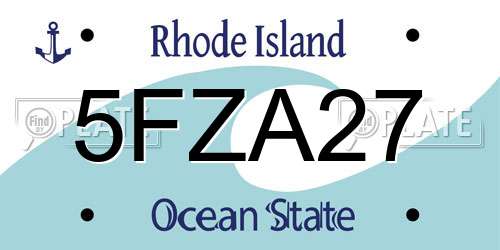 5FZA27 Rhode Island License Plate