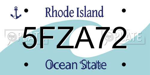 5FZA72 Rhode Island License Plate