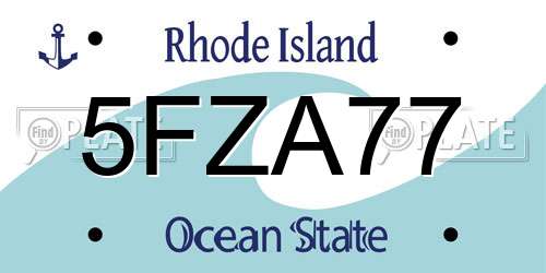 5FZA77 Rhode Island License Plate