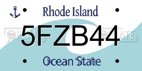 5FZB44 Rhode Island License Plate