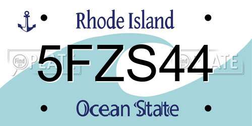 5FZS44 Rhode Island License Plate
