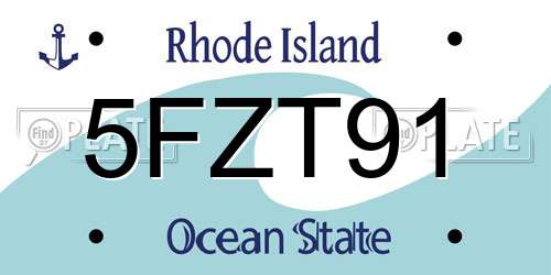 5FZT91 Rhode Island License Plate