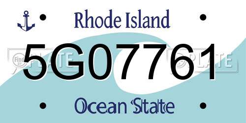 5G07761 Rhode Island License Plate