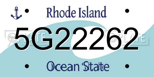 5G22262 Rhode Island License Plate