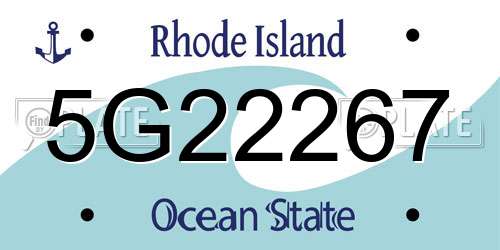 5G22267 Rhode Island License Plate