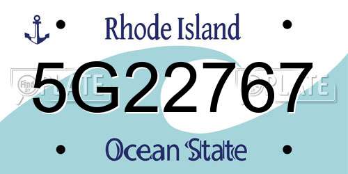 5G22767 Rhode Island License Plate