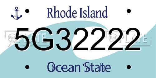 5G32222 Rhode Island License Plate