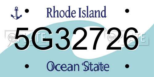 5G32726 Rhode Island License Plate