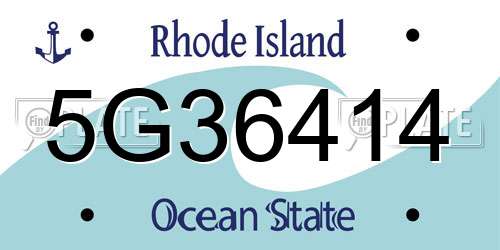 5G36414 Rhode Island License Plate