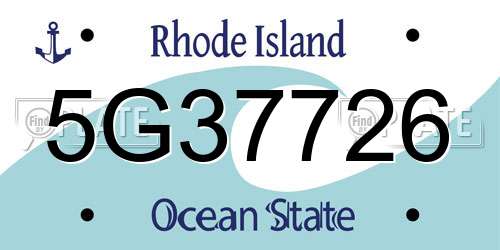 5G37726 Rhode Island License Plate