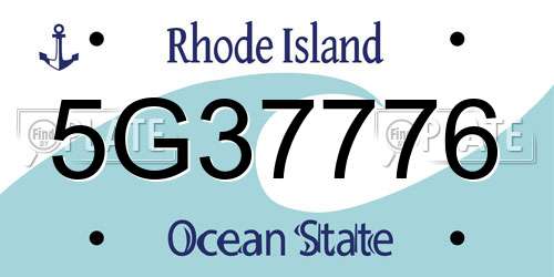 5G37776 Rhode Island License Plate