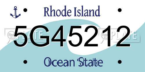 5G45212 Rhode Island License Plate