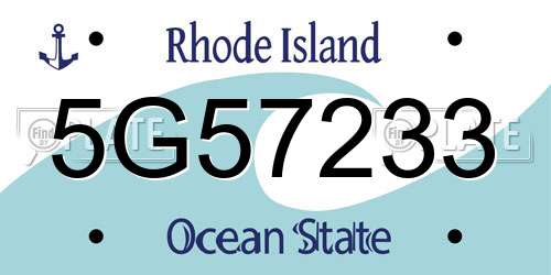 5G57233 Rhode Island License Plate