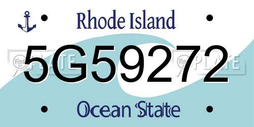 5G59272 Rhode Island License Plate
