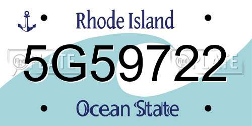 5G59722 Rhode Island License Plate