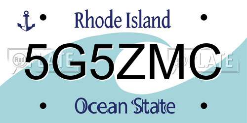 5G5ZMC Rhode Island License Plate