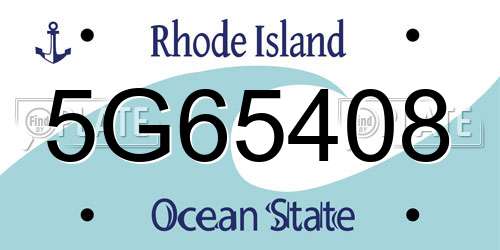 5G65408 Rhode Island License Plate