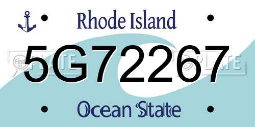 5G72267 Rhode Island License Plate