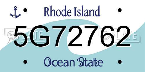 5G72762 Rhode Island License Plate