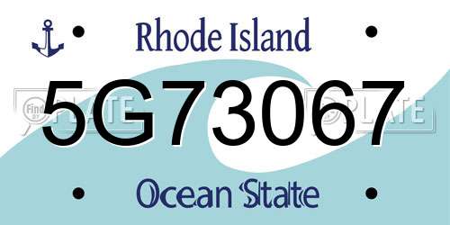 5G73067 Rhode Island License Plate