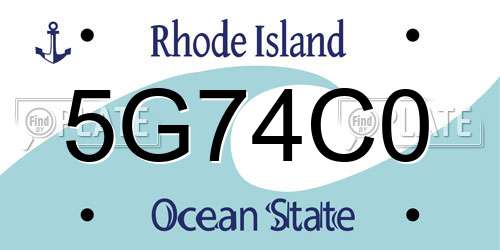 5G74C0 Rhode Island License Plate