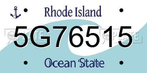 5G76515 Rhode Island License Plate
