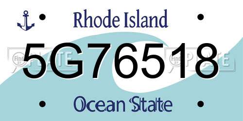 5G76518 Rhode Island License Plate