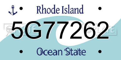 5G77262 Rhode Island License Plate