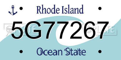 5G77267 Rhode Island License Plate